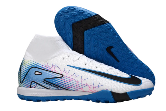 Nike Air Zoom Mercurial Superfly 10 Elite Turf Soccer Shoes - White/Blue/Black
