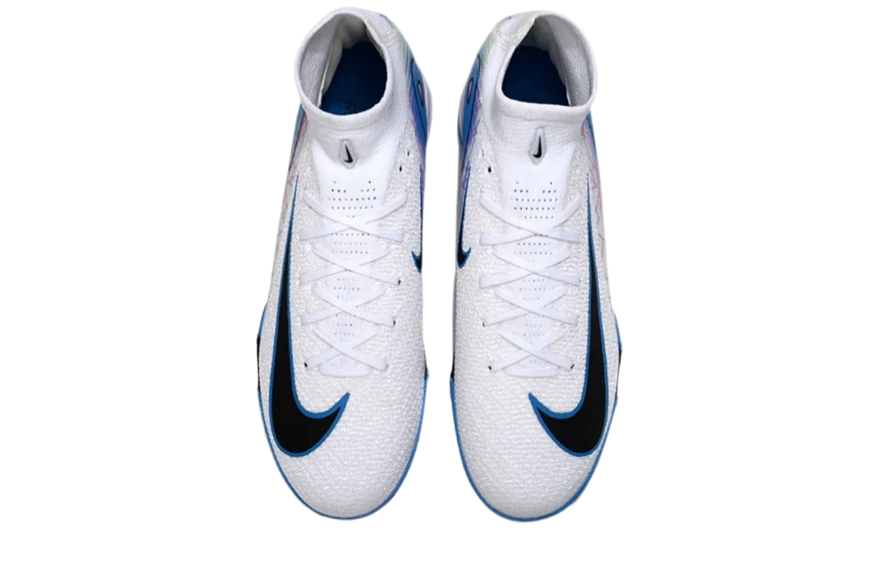 Nike Air Zoom Mercurial Superfly 10 Elite Turf Soccer Shoes - White/Blue/Black