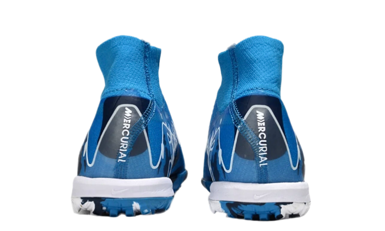 Nike Air Zoom Mercurial Superfly 10 Elite Turf Soccer Shoes - Blue/White