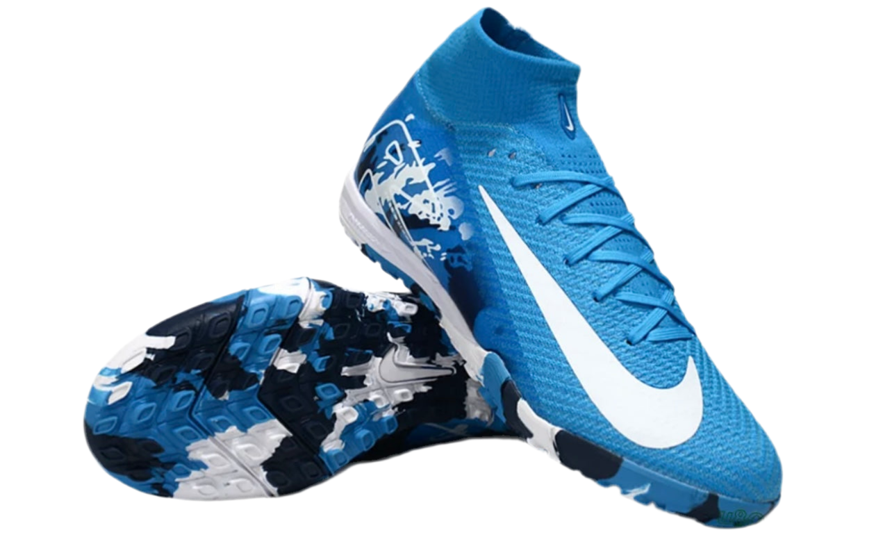Nike Air Zoom Mercurial Superfly 10 Elite Turf Soccer Shoes - Blue/White