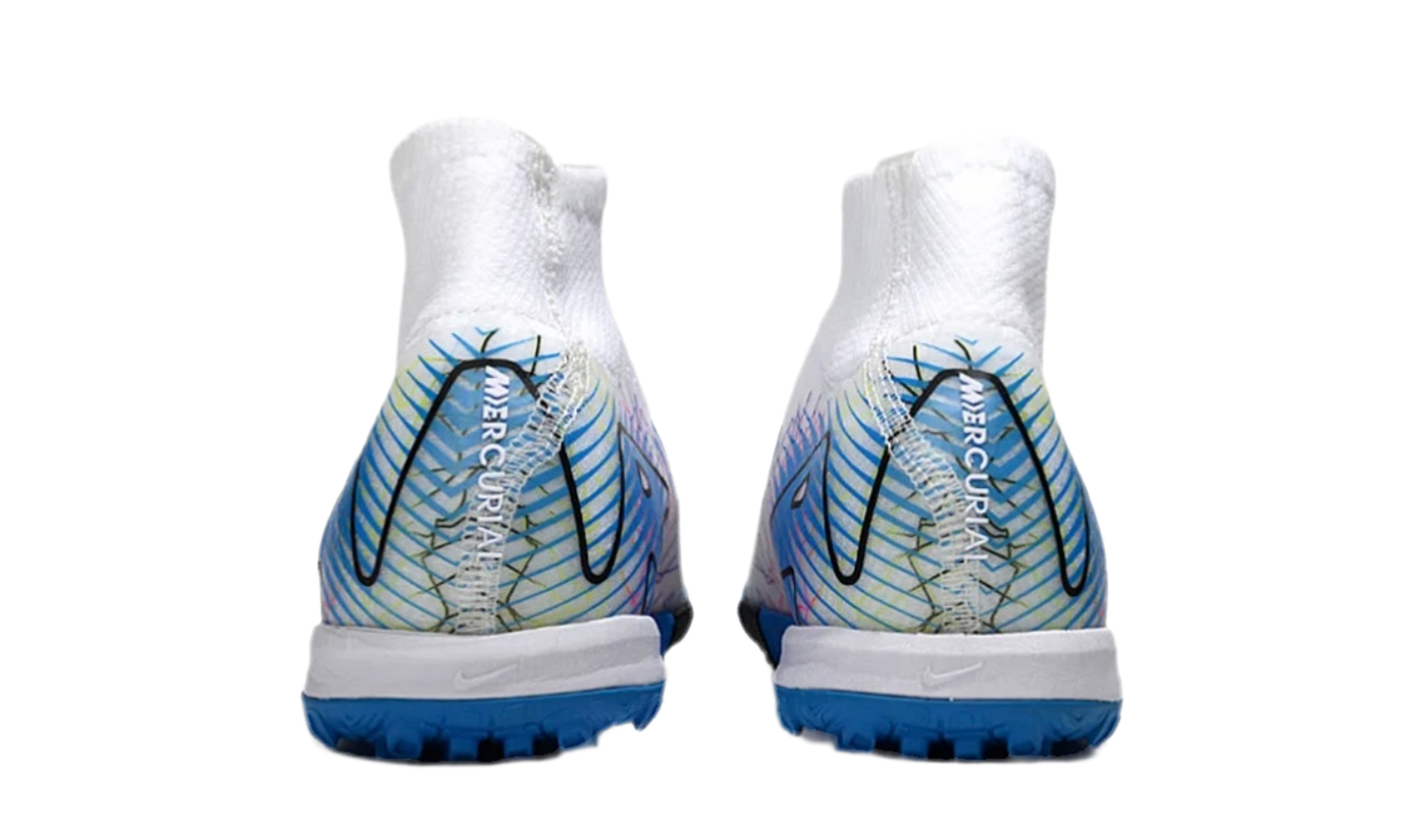 Nike Air Zoom Mercurial Superfly 10 Elite Turf Soccer Shoes - White/Blue/Black